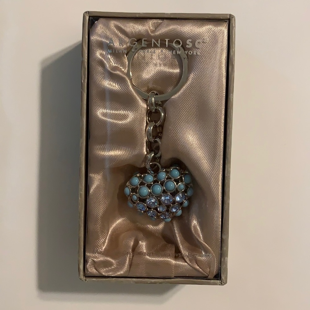 Argentine SC Puff Heart Keychain Blue and Silver